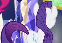 Size: 502x348 | Tagged: safe, screencap, rarity, pony, unicorn, castle sweet castle, g4, butt, cropped, female, mare, plot, rear view, solo