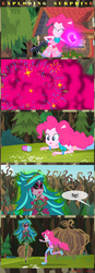 Size: 1288x3700 | Tagged: safe, artist:bredgroup, artist:sirvalter, edit, edited screencap, screencap, gaea everfree, gloriosa daisy, pinkie pie, equestria girls, g4, my little pony equestria girls: legend of everfree, clothes, comic, female, shoes, sneakers, suicide bomber, this will end in pain