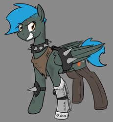 Size: 609x660 | Tagged: safe, artist:whatsapokemon, oc, oc only, oc:jade shine, clothes, costume, solo, wasteland