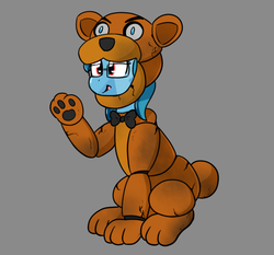 Size: 800x744 | Tagged: safe, artist:whatsapokemon, oc, oc only, oc:historia, clothes, costume, crossover, five nights at freddy's, freddy fazbear, solo