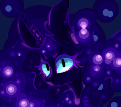 Size: 1037x916 | Tagged: dead source, safe, artist:rinioshi, nightmare moon, alicorn, pony, g4, bust, female, impossibly large ears, looking at you, portrait, solo