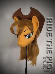 Size: 1536x2048 | Tagged: safe, applejack, anthro, g4, clothes, cosplay, costume, fursuit, irl, mask, photo