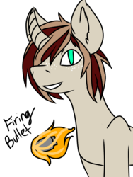 Size: 768x1024 | Tagged: artist needed, safe, oc, oc only, oc:blazing bullet, bullet, freckles, solo