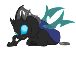 Size: 650x534 | Tagged: safe, artist:darkodraco, oc, oc only, oc:tryp, changeling, changeling oc, lying down, simple background, solo, transparent background