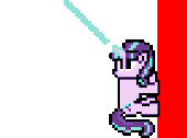 Size: 170x126 | Tagged: safe, artist:mega-poneo, starlight glimmer, g4, animated, female, gif, lightsaber, magic, mega man (series), megapony, pixel art, simple background, solo, sprite, star wars, sword, transparent background, wall climbing, weapon, z-saber