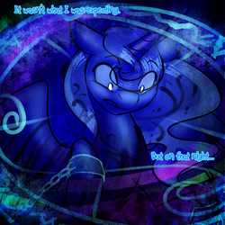 Size: 750x750 | Tagged: safe, artist:cosmalumi, princess luna, tumblr:ask queen moon, g4, alternate timeline, solo, the nightmare reigns, transformation