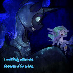 Size: 750x750 | Tagged: safe, artist:cosmalumi, nightmare moon, princess celestia, princess luna, tumblr:ask queen moon, g4, alternate timeline, the nightmare reigns