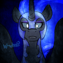 Size: 750x750 | Tagged: safe, artist:cosmalumi, nightmare moon, princess luna, tumblr:ask queen moon, g4, alternate timeline, solo, the nightmare reigns