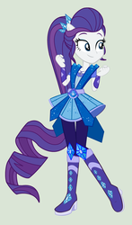Size: 2104x3576 | Tagged: safe, artist:yulianapie26, rarity, equestria girls, g4, my little pony equestria girls: legend of everfree, alternate hairstyle, boots, clothes, crystal guardian, dress, female, fist, high heel boots, high res, jewelry, pants, ponied up, ponytail, simple background, smiling, solo, vector