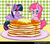 Size: 1029x900 | Tagged: safe, artist:clouddg, pinkie pie, twilight sparkle, alicorn, earth pony, pony, g4, :3, butter, chibi, cute, diapinkes, duo, food, giant food, heart eyes, imminent stuffing, micro, open mouth, pancakes, plate, starry eyes, syrup, tiny, tiny ponies, twiabetes, twilight sparkle (alicorn), wingding eyes