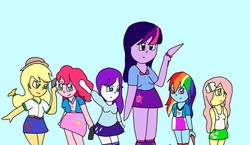 Size: 2004x1160 | Tagged: safe, artist:my little brony friend, applejack, fluttershy, pinkie pie, rainbow dash, rarity, twilight sparkle, equestria girls, g4, 1000 hours in ms paint, female, mane six, ms paint, simple background, twilight sparkle (alicorn)