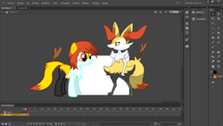 Size: 1360x768 | Tagged: safe, artist:raindashesp, braixen, adobe animate, pokémon, screenshots, wip