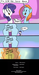 Size: 1015x1920 | Tagged: safe, artist:benja, rarity, sassy saddles, ask ask-the-ponies, canterlot boutique, g4, alternate ending, bad end, comic, fire