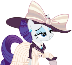 Size: 3909x3525 | Tagged: safe, artist:sketchmcreations, rarity, pony, unicorn, g4, ppov, alternate hairstyle, bow, clothes, coat, costume, dress, ear piercing, earring, female, hat, high res, horn, jewelry, piercing, raised hoof, raristocrat, ribbon, rose dewitt bukater, simple background, smiling, solo, titanic, transparent background, vector