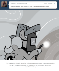 Size: 666x809 | Tagged: safe, artist:egophiliac, princess luna, moonstuck, g4, animated, cartographer's cap, female, filly, gif, hat, solo, welding, welding mask, woona, younger