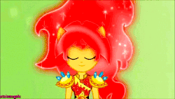 Size: 600x338 | Tagged: safe, artist:otakuangelx, screencap, sunset shimmer, equestria girls, g4, my little pony equestria girls: legend of everfree, animated, crystal guardian, gif, metamorphosis, ponied up, solo, transformation, watermark