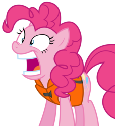 Size: 2566x2819 | Tagged: safe, artist:sketchmcreations, pinkie pie, g4, ppov, female, high res, lifejacket, open mouth, simple background, solo, transparent background, vector