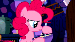 Size: 600x338 | Tagged: safe, screencap, pinkie pie, starlight glimmer, earth pony, pony, unicorn, every little thing she does, g4, season 6, angry, animated, baking, blushing, cute, diapinkes, eyes closed, female, flour, forgiveness, gif, glimmerbetes, laughing, looking at each other, mare, messy, raised eyebrow, raised hoof, smiling