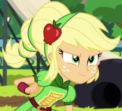 Size: 274x250 | Tagged: safe, screencap, applejack, equestria girls, g4, my little pony equestria girls: friendship games, cropped, female, solo