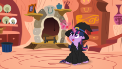 Size: 7680x4320 | Tagged: safe, artist:dfectivedvice, artist:tim015, edit, twilight sparkle, g4, absurd resolution, clothes, costume, cute, female, magic, solo, twiabetes, witch