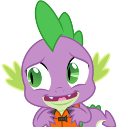 Size: 3237x3525 | Tagged: safe, artist:sketchmcreations, spike, dragon, g4, my little pony: friendship is magic, ppov, high res, lifejacket, male, nervous, nervous laugh, open mouth, simple background, solo, transparent background, vector