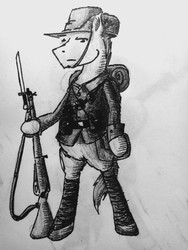 Size: 1920x2560 | Tagged: safe, artist:coolumbus, anzac, australia, bayonet, clothes, gun, rifle, standing, traditional art, uniform, weapon, world war i