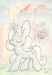 Size: 688x977 | Tagged: safe, artist:slightlyshade, trixie, pony, unicorn, g4, female, food, mare, popcorn, solo, traditional art