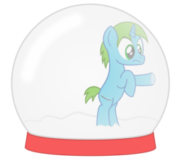 Size: 2000x1780 | Tagged: safe, artist:sny-por, oc, oc only, oc:balance blade, pony, unicorn, encasement, snow globe, solo, trapped
