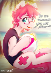 Size: 3500x5000 | Tagged: safe, artist:redstoneengine, oc, oc only, pony, beach, beach ball, solo