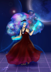 Size: 1500x2100 | Tagged: dead source, safe, artist:nifka22-02, princess luna, human, g4, clothes, dress, female, galaxy mane, humanized, nail polish, solo