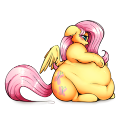 Size: 1280x1164 | Tagged: safe, artist:madacon, artist:zapplebow, fluttershy, pegasus, pony, belly, belly button, big belly, blushing, fat, fattershy, female, mare, obese, solo