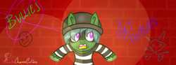 Size: 851x315 | Tagged: safe, artist:raspberrystudios, oc, oc only, pony, criminal, solo