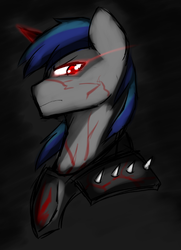 Size: 405x560 | Tagged: safe, artist:commissarbu, shining armor, oc, oc only, g4, corrupted, corrupted shining armor, dark magic, dark side, king shadow armor, king shining sombra, magic, shadow armor, solo, sombra eyes