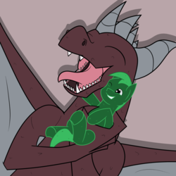 Size: 1024x1024 | Tagged: safe, artist:carson marain, dragon, pony, happy, hug, overly happy