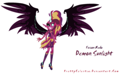 Size: 1024x614 | Tagged: safe, artist:prettycelestia, sci-twi, sunset shimmer, twilight sparkle, oc, oc:demon sunlight, equestria girls, g4, earth is doomed, equestria is doomed, evil, female, fusion, fusion:midnight sparkle, fusion:midnightsatan, fusion:sci-twi, fusion:scitwishimmer, fusion:sunset satan, fusion:sunset shimmer, fusion:sunsetsparkle, fusion:twilight sparkle, midnight sparkle, multiple arms, redo, solo, sunset satan, this isn't even my final form, xk-class end-of-the-world scenario