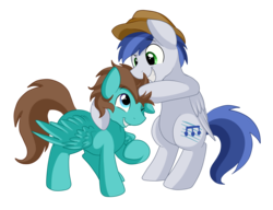 Size: 3053x2346 | Tagged: safe, artist:pridark, oc, oc only, pegasus, pony, cap, commission, cute, duo, hat, high res, noogie, playful, simple background, transparent background