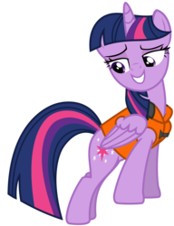 Size: 2516x3275 | Tagged: safe, artist:sketchmcreations, twilight sparkle, alicorn, pony, g4, ppov, female, folded wings, high res, lidded eyes, lifejacket, mare, simple background, solo, transparent background, twilight sparkle (alicorn), vector