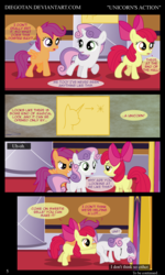 Size: 1680x2800 | Tagged: safe, artist:diegotan, apple bloom, scootaloo, sweetie belle, pony, unicorn, g4, comic, cutie mark crusaders, poster