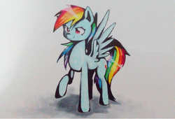 Size: 613x417 | Tagged: safe, artist:mikedom, rainbow dash, g4, female, solo, traditional art