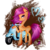 Size: 1000x1000 | Tagged: safe, artist:yuntaoxd, scootaloo, g4, alternate hairstyle, ear piercing, earring, female, jewelry, missing cutie mark, motorcycle, piercing, scooter, simple background, solo