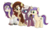 Size: 754x444 | Tagged: safe, artist:karmadash, oc, oc only, oc:calore, oc:krystal feathers, oc:nami, oc:nikki, pegasus, pony, unicorn, zonkey, couple, female, friends, kryami, mare, quadrupedal, raised hoof, simple background, transparent background, unshorn fetlocks