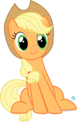 Size: 2000x3153 | Tagged: safe, artist:arifproject, applejack, pony, g4, :3, cute, female, high res, jackabetes, simple background, sitting, sitting catface meme, solo, transparent background, vector