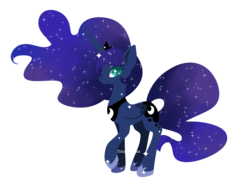 Size: 2856x2099 | Tagged: safe, artist:snow angel, princess luna, alicorn, pony, g4, colored pupils, female, high res, lineless, looking at you, maee, raised hoof, simple background, smiling, solo, sparkly eyes, sparkly mane, sparkly tail, tail, transparent background, wingding eyes