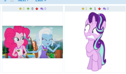 Size: 491x287 | Tagged: safe, starlight glimmer, trixie, derpibooru, equestria girls, g4, my little pony equestria girls: legend of everfree, discovery kids, juxtaposition, meta