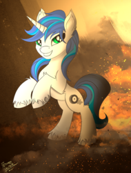 Size: 1508x1980 | Tagged: safe, artist:pedrohander, oc, oc only, oc:shifting gear, pony, unicorn, rearing, request, solo
