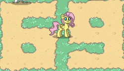 Size: 467x267 | Tagged: safe, fluttershy, pony, pony town, g4, 69 (number), female, grass, shadow