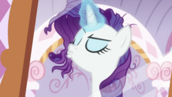 Size: 1920x1080 | Tagged: safe, screencap, rarity, pony, g4, ppov, female, kissy face, magic, mare, pouting, solo