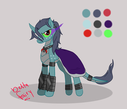 Size: 1414x1210 | Tagged: safe, artist:deltafairy, oc, oc only, hybrid, original species, adoptable, commission, customized toy, interspecies offspring, offspring, parent:king sombra, parent:princess ember, reference sheet, solo