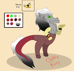 Size: 1294x1260 | Tagged: safe, artist:deltafairy, oc, oc only, draconequus, hybrid, original species, adoptable, commission, customized toy, interspecies offspring, offspring, parent:discord, parent:king sombra, parents:sombracord, reference sheet, solo