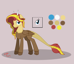Size: 1079x938 | Tagged: safe, artist:deltafairy, oc, oc only, draconequus, hybrid, original species, adoptable, commission, customized toy, interspecies offspring, offspring, parent:discord, parent:sunset shimmer, parents:suncord, reference sheet, solo